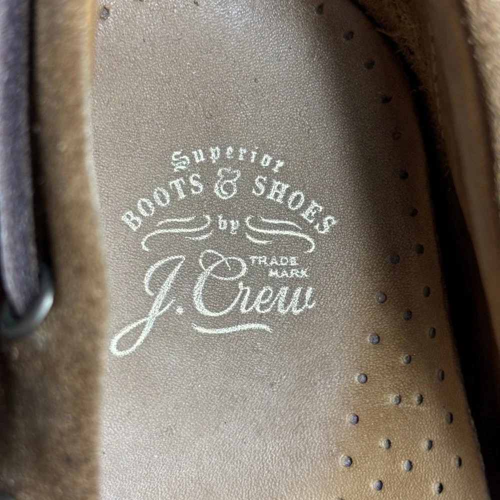 J.Crew Camden Suede Moccasin Crepe Sole Slip On Boat Shoes Brown Mens Size 10.5